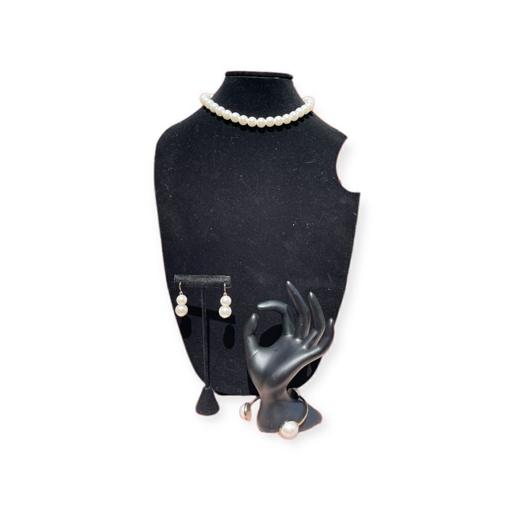 Fashion Costume Jewelry Plastic Peral Chocker Earring Bangle Set